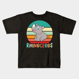 Vintage Retro Rhinoceros Kids T-Shirt